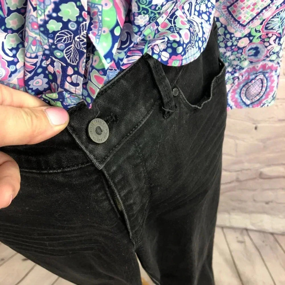 White House Black Market skinny leg black denim jeans sz 6 regular minimalist - Picture 2 of 6